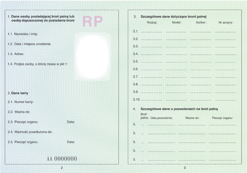 Europejska karta broni - jakie informacje zawiera - rewers s. 2/3