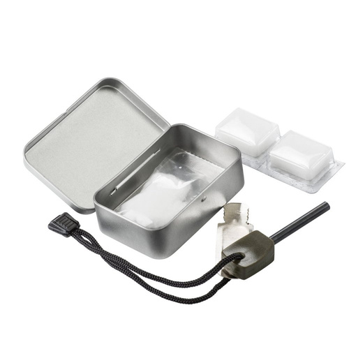 Krzesiwo magnezowe Helikon Scout MK2 w stalowej puszce - zestaw z iskrownikiem, paliwem stałym i watą