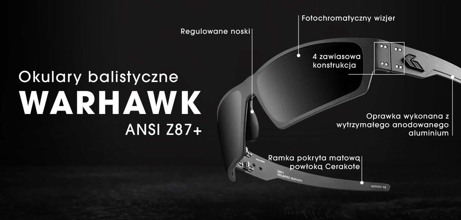 Okulary balistyczne Warhawk - ANSI Z87+ Fotochromatyczne Przyciemniane GZ-15-005