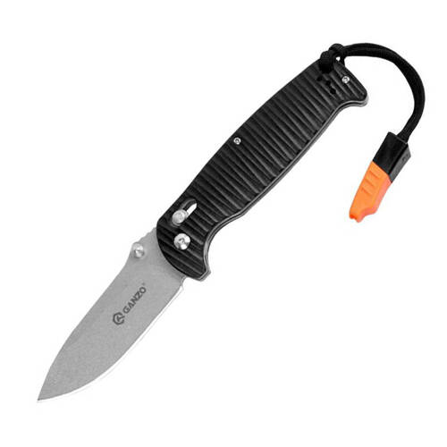 Ganzo - Folding Knife G7412P-BK-WS with Whistle - 440C - Black - G7412P-BK-WS - Folding Blade Knives