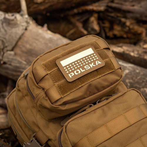 M-Tac - Naszywka Z Flagą i Napisem Polska - Laser Cut - Piksele/Prostokąt - Coyote / Fluo - 51007205