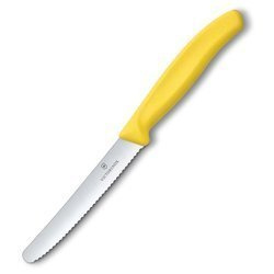 Victorinox - Nóż kuchenny Swiss Classic z zaokrąglonym czubkiem - Ząbkowany - Żółty - 6.7831.C1