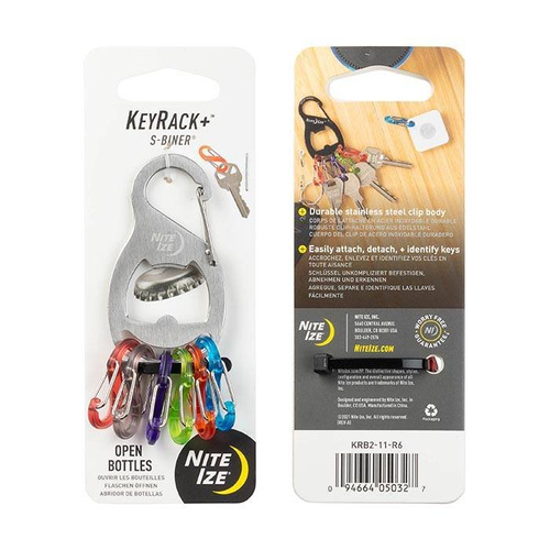 Nite Ize - Karabinek na klucze z otwieraczem KeyRack+™ S-Biner® - Czarny - KRB2-01-R6