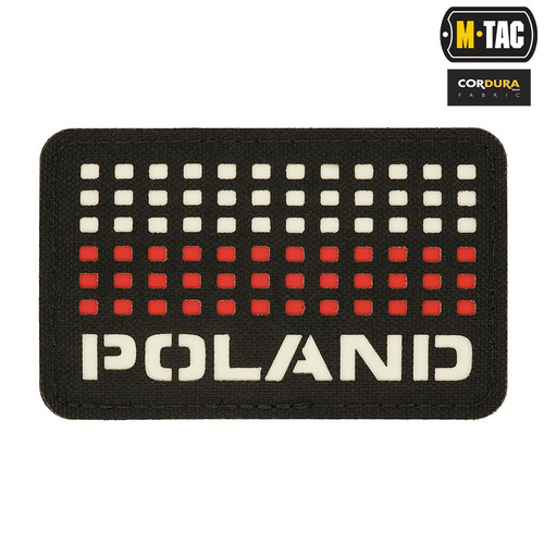 M-Tac - Naszywka Z Flagą i Napisem Poland - Laser Cut - Piksele - Czarno / Biało / Czerwona - 51006102