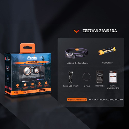 Fenix - Latarka czołowa HM65R-DT - 1500 lm - Ciemnofioletowa - HM65R-DT dark purple