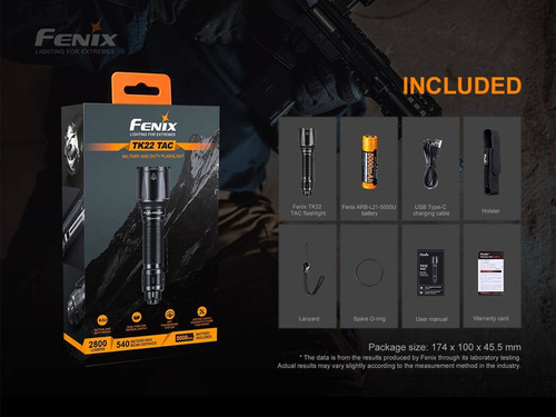 Fenix - Latarka LED TK22 TAC z akumulatorem 5000 mAh - 2800 lumenów - TK22 TAC