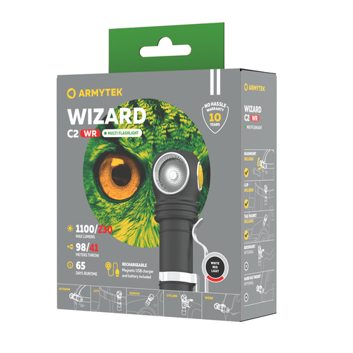 Armytek - Latarka akumulatorowa / czołówka Wizard C2 WR Magnet USB - 1020 lumenów - F06901W