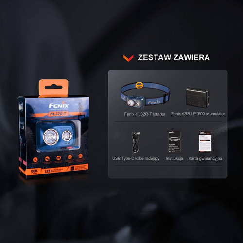 Fenix - Latarka czołówka diodowa HL32R-T - 800 lm - Granatowa - HL32R-T dark blue