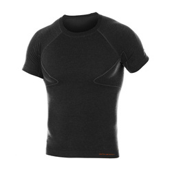 Brubeck - Koszulka termoaktywna z krótkim rękawem Active Wool Merino - Czarna - SS1171M