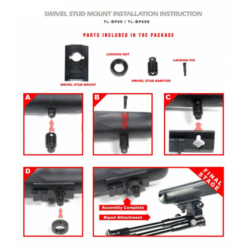 UTG - Dwójnóg Shooter's z montażem Picatinny - 8.7-10.6" - Czarny - TL-BP69S