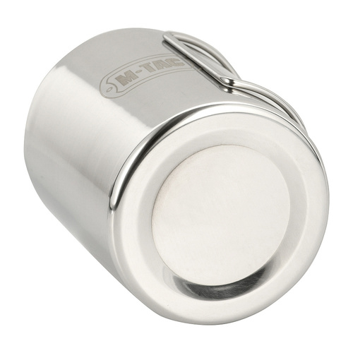 M-Tac - Kubek termiczny ze składanym uchwytem - 450 ml - Stalowy - Srebrny - CL1C-M83