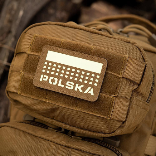 M-Tac - Naszywka Z Flagą i Napisem Polska - Laser Cut - Piksele/Prostokąt - Coyote / Fluo - 51007205