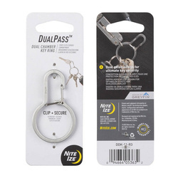 Nite Ize - Karabińczyk z podwójną komorą DualPass - Stalowy - Srebrny - DDK-11-R3