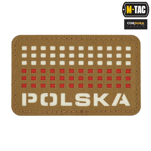 M-Tac - Naszywka Z Flagą i Napisem Polska - Laser Cut - Piksele - Czerwony / Coyote / Biały - 51007105