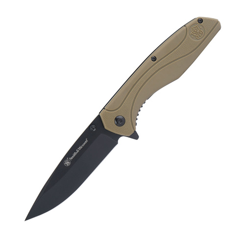Smith&Wesson - Nóż składany Drop Point Nylon- Flat Dark Earth - 1084312