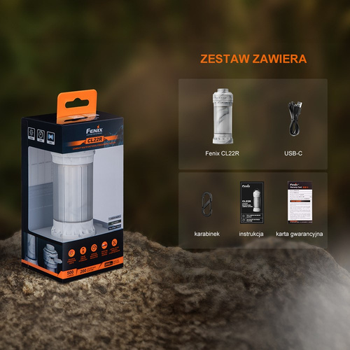 Fenix - Latarka kempingowa CL22R - 500 lm - Czarna - CL22R polar night bl