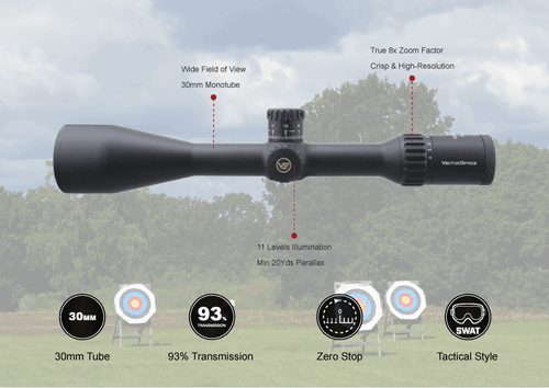 Vector Optics - Luneta celownicza Continental x8 4-32 SFP ED Zero Stop - 56 mm - Czarna - SCOL-T51