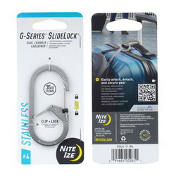 Nite Ize - Karabińczyk z podwójną komorą i blokadą G-Series SlideLock #4 - Stalowy - Srebrny - GSL4-11-R6