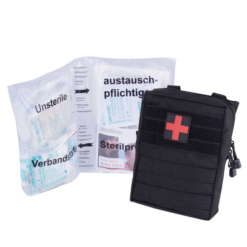 Mil-Tec - Apteczka z wyposażeniem First Aid Set - Duża, 43 elementy - Czarna - 16025502 - Apteczki pierwszej pomocy