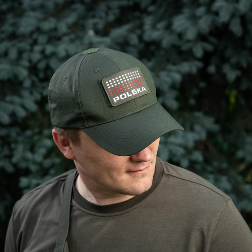 M-Tac - Naszywka Z Flagą i Napisem Polska - Laser Cut - Piksele - Czerwony / Ranger Green / Biały - 51007123