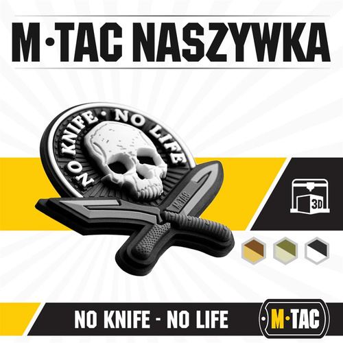 M-Tac - Naszywka 3D PVC No Knife - No Life - Czarny / Biały - 51128236