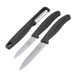 Victorinox - Zestaw noży kuchennych Swiss Classic z obieraczką - 3 elementy - Czarny - 6.7113.33