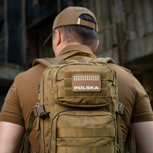 M-Tac - Naszywka Z Flagą i Napisem Polska - Laser Cut - Piksele - Czerwony / Coyote / Biały - 51007105