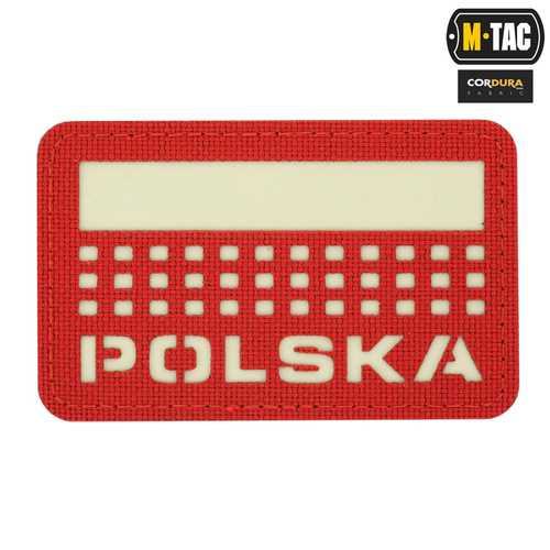 M-Tac - Naszywka Z Flagą i Napisem Polska - Laser Cut - Piksele/Prostokąt - Czerwony / Fluo - 51007233