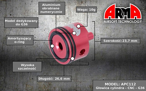 Arma Tech - Głowica cylindra - Aluminium CNC - G36 - APC112
