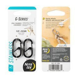 Nite Ize - Karabińczyk z podwójną komorą G-Series™ #1 - 2 szt. - Stalowy - Czarny - GS1-01-2R6