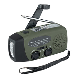 Fosco Industries - Radio Survival z panelem słonecznym i korbką - FM/AM - Zielony - 464600
