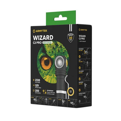 Armytek - Latarka czołowa Wizard C2 Pro - Ładowarka magnetyczna - 2500 lm - 18650 - Czarna - F08701C