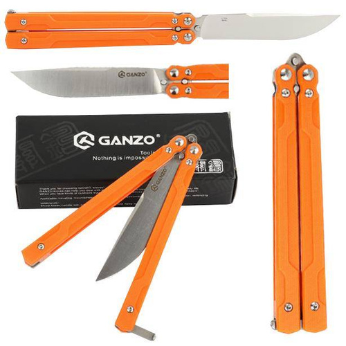 Ganzo - Nóż motylkowy Balisong Firebird G766 - 440C - Pomarańczowy - G766-OR