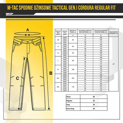M-Tac - Spodnie Dżinsowe Tactical Gen.I Regular Fit - Cordura Denim - 20449006