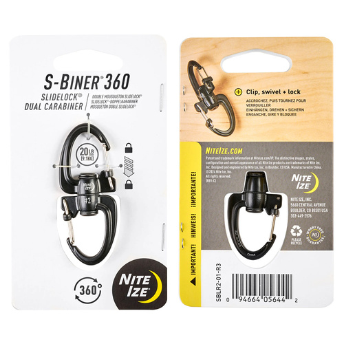 Nite Ize - Karabińczyk S-Biner 360 SlideLock Dual Carabiner #2 - Czarny - SBLR2-01-R3