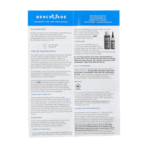 Benchmade - Nóż składany 581-03 Barrage - CPM S30V - Niebieski - 581-03