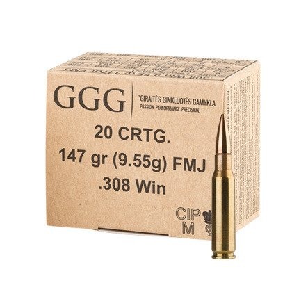 Amunicja karabinowa GGG .308 Win 147 gr / 9,5 g FMJ - 20 sztuk - GPX11