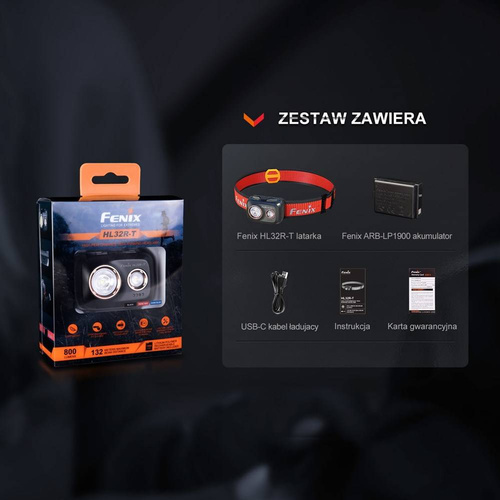 Fenix - Latarka czołówka diodowa HL32R-T - Czerwony / Czarny - 039-548