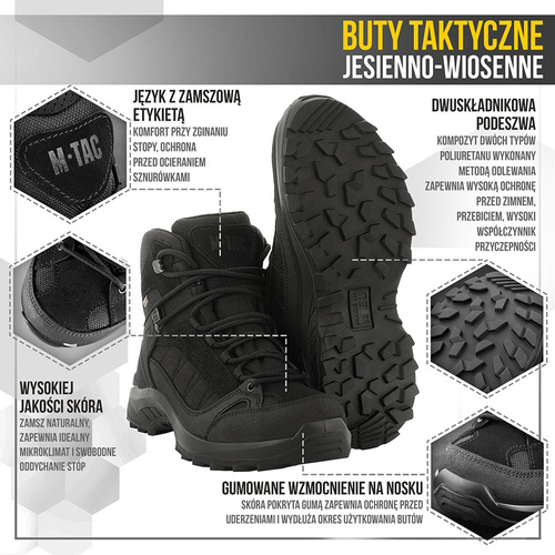 M-Tac - Buty taktyczne jesienno-zimowe - Czarne - 1JJ143/7TPLV