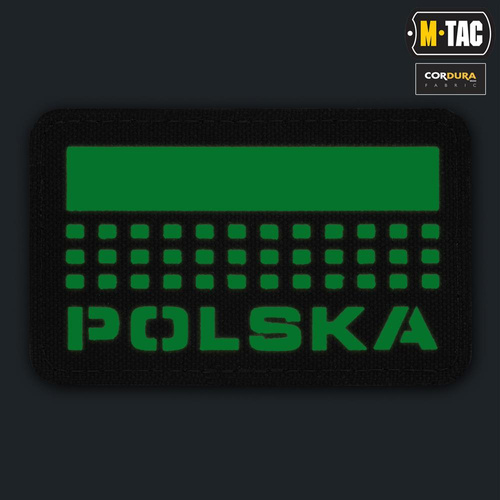 M-Tac - Naszywka Z Flagą i Napisem Polska - Laser Cut - Piksele/Prostokąt - Ranger Green / Fluo - 51007223