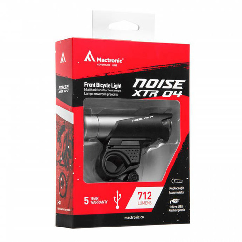 Mactronic - Lampka rowerowa przednia LED Akumulatorowa Noise XTR 04 - 712 lm - ABF0042