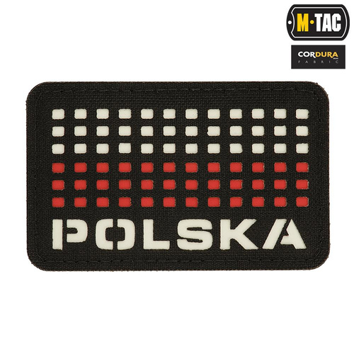 M-Tac - Naszywka Z Flagą i Napisem Polska - Laser Cut - Piksele - Czarno / Czerwono / Biała - 51007102
