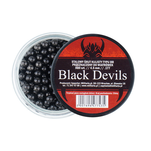 Black Devils - Śrut do wiatrówki stalowy okrągły BB - 500 szt. - Czarny - 4,5 mm - 45500ZNBT