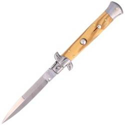 Frank Beltrame - Nóż sprężynowy Bayonet Stiletto - Jasne drewno oliwne - 23cm - FB 23/94B