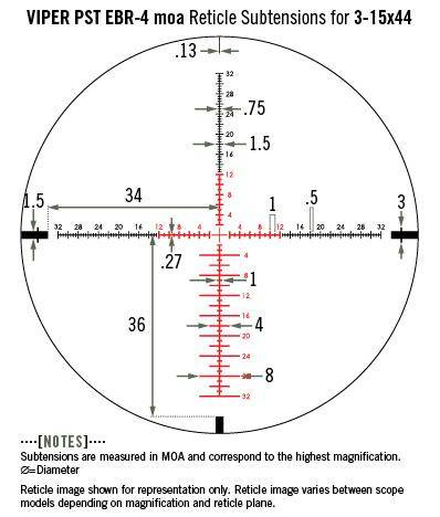 Vortex Optics - Luneta myśliwska Viper PST II 3-15x44 - Podświetlana siatka celownicza EBR-4 - Tubus 30 mm - PST-3151