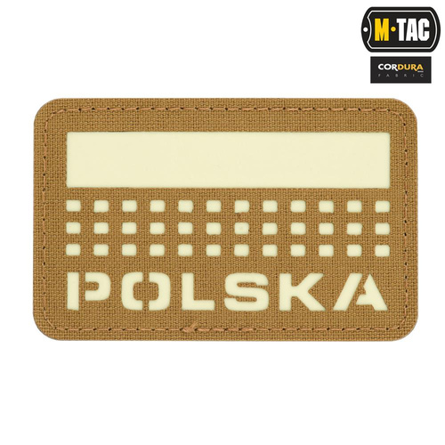 M-Tac - Naszywka Z Flagą i Napisem Polska - Laser Cut - Piksele/Prostokąt - Coyote / Fluo - 51007205