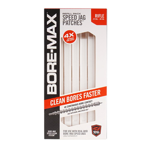 Real Avid - Zestaw przecieraków do broni Bore-Max Speed Jag Patches - 8'' - .22-.30 - 250 szt. - AVBMPATCH8