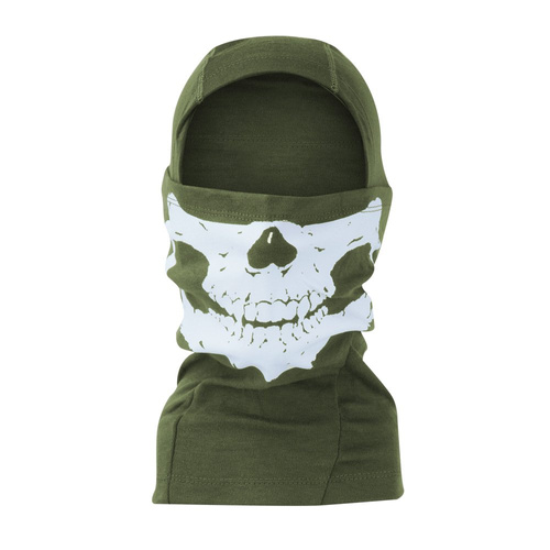 101 Inc. - Kominiarka jednootworowa Balaclava Skull - Bawełna - Zielona - 214278 OD