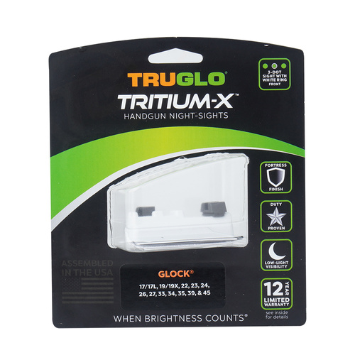 TruGlo - Trytowe przyrządy celownicze Tritium-X - Glock 17/19 - Niskie - Biała obwódka - TG231G1XW