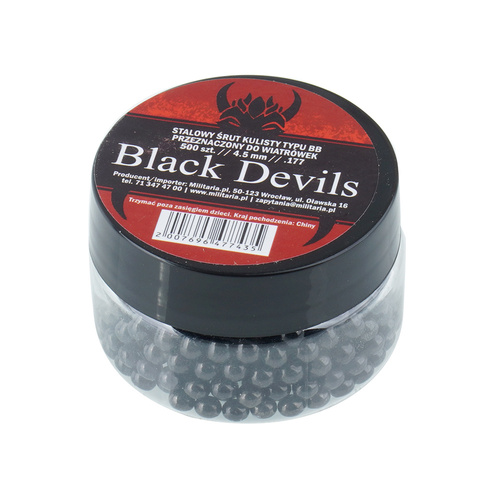 Black Devils - Śrut do wiatrówki stalowy okrągły BB - 500 szt. - Czarny - 4,5 mm - 45500ZNBT